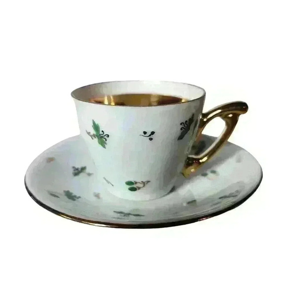 Pintado a mano 24K hand Painted Cup And Saucer Small - Picture 1 of 8